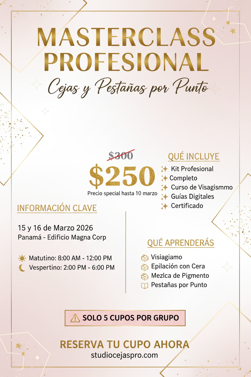 Masterclass de Cejas y Pestañas en Panamá - Marzo 2026
