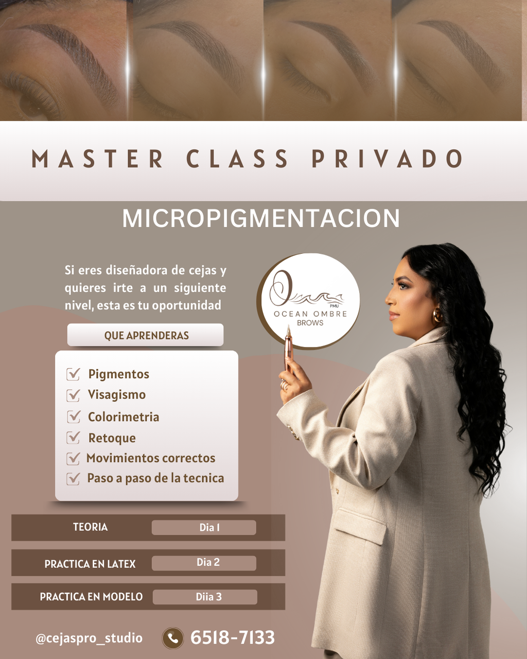 Masterclass Presencial 1 a 1 Micropigmentación Cejas | Studio cejas PRO Panamá